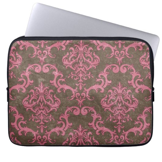 Trendy u. Damast-Laptop-Hülse Mod-Browns rosa Laptopschutzhülle (Vorderseite)