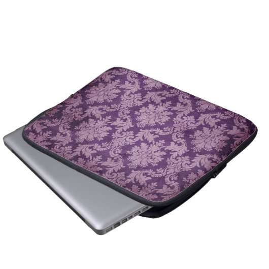 Trendy u. Mod-lila Damast-Laptop-Hülse Laptopschutzhülle (Vorne Knopf)