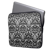Trendy u. Mod-schwarze graue Damast-Laptop-Hülse Laptopschutzhülle (Vorderseite Links)