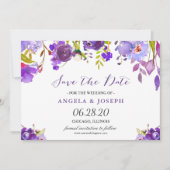 Trendy Ultra Violet Lila Floral Save the Date (Vorderseite)