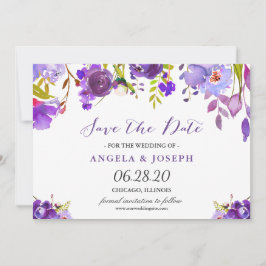 Trendy Ultra Violet Lila Floral Save the Date