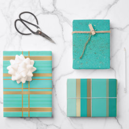 Trendy und Chic Blue und Gold ausgezeichnet Geschenkpapier Set