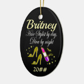 TRENDY UND CHIC PERSONALISIERT HAIR STYLIST KERAMIK ORNAMENT (Links)