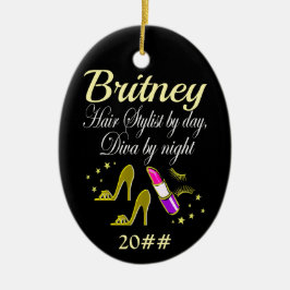 TRENDY UND CHIC PERSONALISIERT HAIR STYLIST KERAMIK ORNAMENT