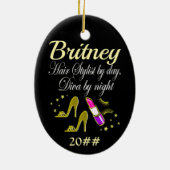 TRENDY UND CHIC PERSONALISIERT HAIR STYLIST KERAMIK ORNAMENT (Hinten)