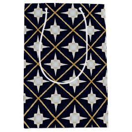 Trendy und elegant Black Gold und White Luxe Mittlere Geschenktüte