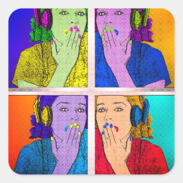 Trendy und farbenfroh quadratischer aufkleber