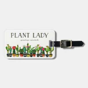 Trendy und Funny Pflanze Lady mit Cactus Gepäckanhänger