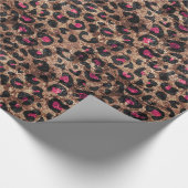 Trendy und Glam Glitzer rosa Lepartenprint Geschenkpapier (Ecke)