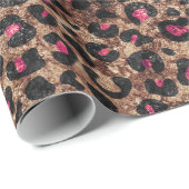 Trendy und Glam Glitzer rosa Lepartenprint Geschenkpapier (Rolleneckpunkt)