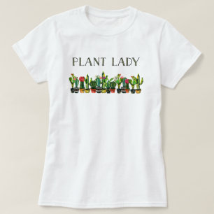 Trendy und lustige Pflanzen-Dame mit Kaktus T-Shirt