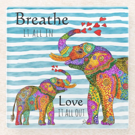 Trendy und stilvoll Elefant and Calf Kitchen Handt Glasuntersetzer (Vorderseite)