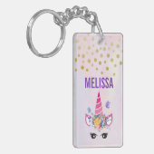 Trendy Unicorn mit Blume Butterflies & Confetti Schlüsselanhänger (Vorderseite links)