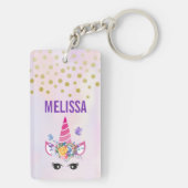 Trendy Unicorn mit Blume Butterflies & Confetti Schlüsselanhänger (Rückseite)