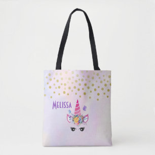 Trendy Unicorn mit Blume Butterflies & Confetti Tasche