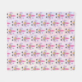 Trendy Unicorn mit Blumenkronen und Schmetterlinge Fleecedecke (Vorderseite (Horizontal))