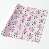 Trendy Unicorn mit Blumenkronen und Schmetterlinge Geschenkpapier (Ungerollt)
