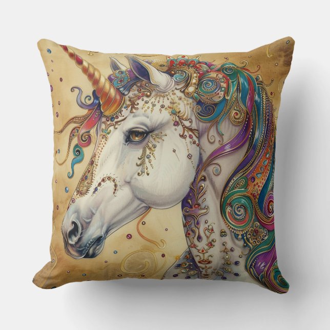 Trendy Unicorn Throw Kissen (Vorderseite)