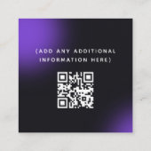 Trendy & Unique Black Lila QR Code Social Media Quadratische Visitenkarte (Rückseite)