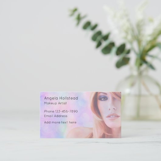 Trendy Unique Makeup Artist Business Cards Visitenkarte (Stehend Vorderseite)