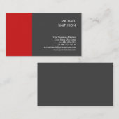 Trendy Unique Modern Gray Red Visitenkarte (Vorne/Hinten)