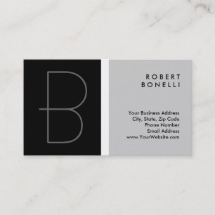 Trendy Unique Monogram Black Gray Business Card Visitenkarte