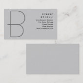 Trendy Unique Monogram Gray Business Card Visitenkarte (Vorne/Hinten)