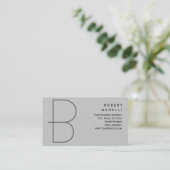 Trendy Unique Monogram Gray Business Card Visitenkarte (Stehend Vorderseite)
