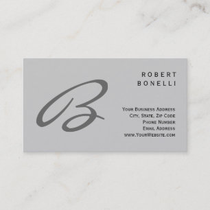Trendy Unique Script Monogram Gray Business Card Visitenkarte