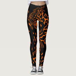 Trendy Unique Tiger Orange Animal Print Muster Leggings