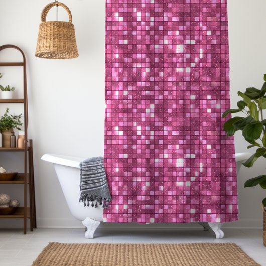 Trendy Valentine Hot Pink Disco Style Square Duschvorhang
