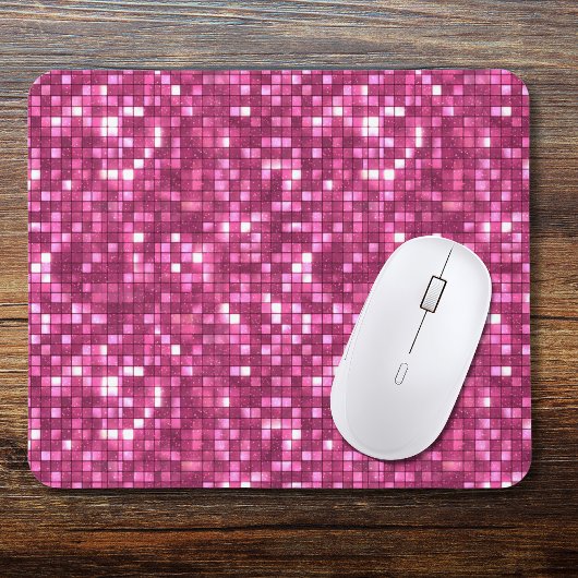 Trendy Valentine Hot Pink Disco Style Square Mousepad