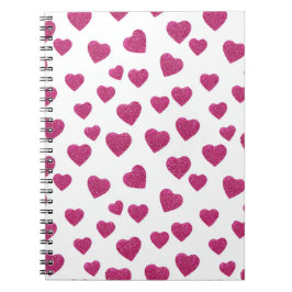 Trendy Valentine Pink Glitter Hearts on White Notizblock