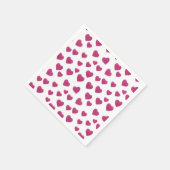 Trendy Valentine Pink Glitter Hearts on White Serviette (Ecke)
