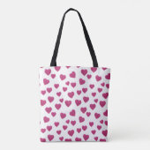 Trendy Valentine Pink Glitter Hearts on White Tasche (Rückseite)