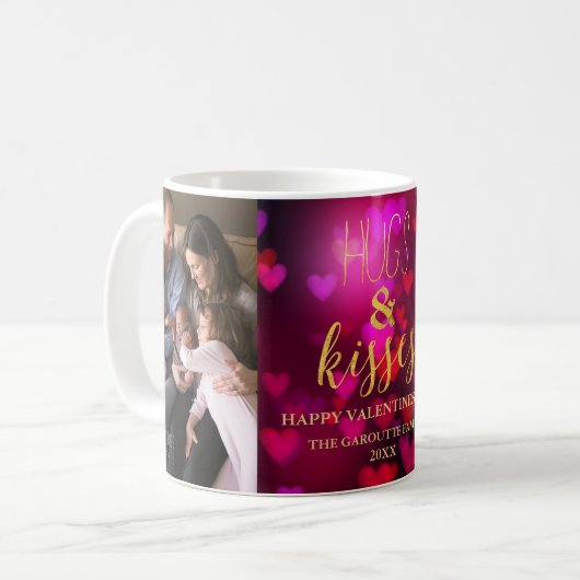 Trendy Valentine's Day Bokeh Herz Foto Kaffeetasse (Vorderseite Links)