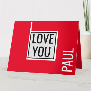 Trendy Valentins I LIEBE YOU minimalistisch einfac Karte