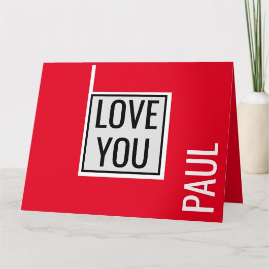 Trendy Valentins I LIEBE YOU minimalistisch einfac Karte (Vorderseite)