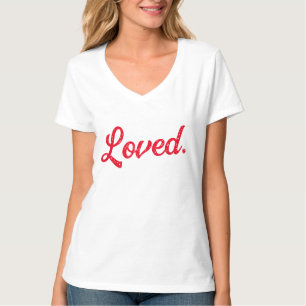Trendy Valentins Print-T-Shirt, Niedlich geliebt R T-Shirt