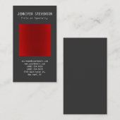 Trendy Vertical Gray Schlicht Red Business Card Visitenkarte (Vorne/Hinten)