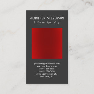 Trendy Vertical Gray Schlicht Red Business Card Visitenkarte