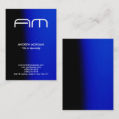 Trendy Vertical Modern Monogram Black Blue Visitenkarte (Vorne/Hinten)