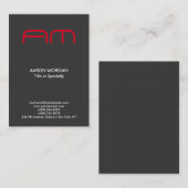 Trendy Vertical Modern Monogram Gray Red Visitenkarte (Vorne/Hinten)