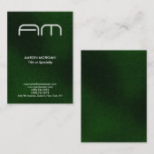 Trendy Vertical Modern Monogram Green Visitenkarte (Vorne/Hinten)