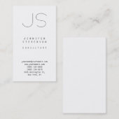 Trendy Vertical Schlicht White Monogram Business C Visitenkarte (Vorne/Hinten)