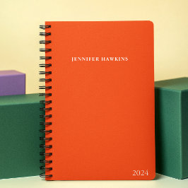 Trendy Vibrant Bold Orange Weekly Monogram 2024 Planer