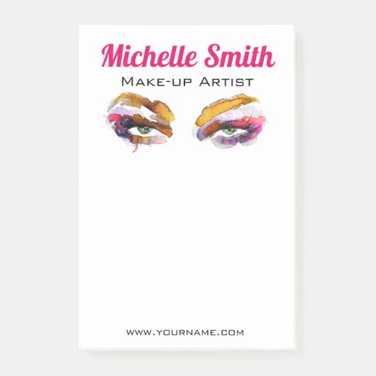 Trendy Vibrany Watercolor Eye Makeup Artist Post-it Klebezettel (Vorderseite)