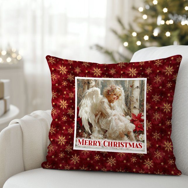 Trendy Victorian Angel Red Gold Accent Christmas   Kissen (Trendy Victorian Angel Red Gold Accent Christmas Pillow

)