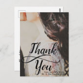 Trendy Vielen Dank, dass Sie Black Script Foto Wed Postkarte (Vorne/Hinten)
