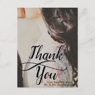 Trendy Vielen Dank, dass Sie Black Script Foto Wed Postkarte